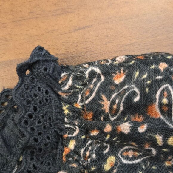 Lucky Brand Womens Paisley Printed Boho Button-Front Peasant Top Green XXL NWT - Picture 11 of 13